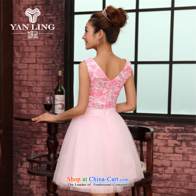 Charlene Choi Ling bridesmaid shoulders V-Neck small dress skirt bride bridesmaid service pack wedding dresses marriage bows services bridesmaid dress with a light purple XL, Charlene Choi spirit has been pressed shopping on the Internet
