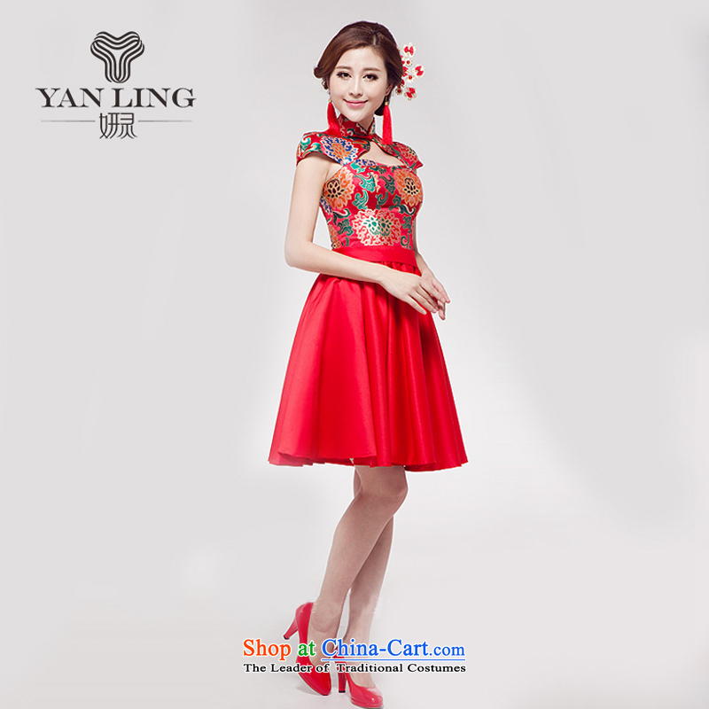 Charlene Choi Ling 2015 new marriage bows services small red dress Chinese improved stylish Princess Bride short skirts women , L, Charlene Choi spirit has been pressed shopping on the Internet