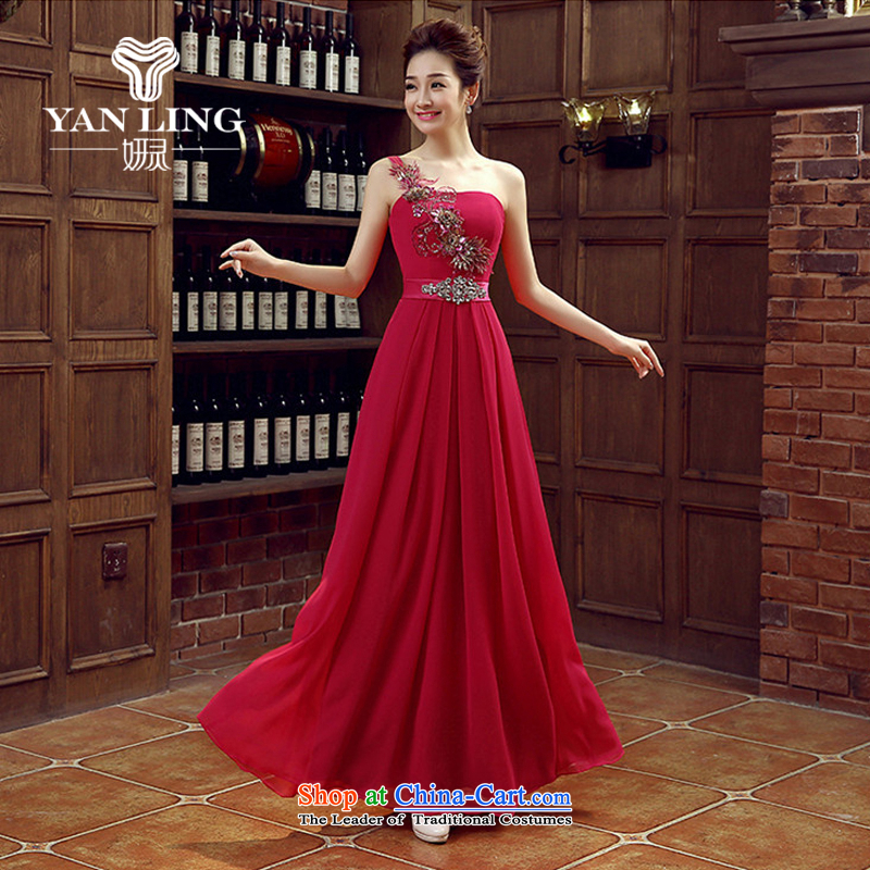 Charlene Choi Ling red bride bridesmaid marriage evening dresses performances bows services shoulder evening long bride with new red L, 2015, Charlene Choi spirit has been pressed shopping on the Internet