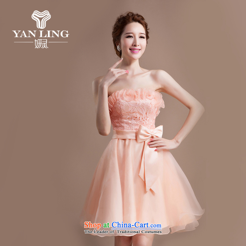 Charlene Choi Ling bride wedding dress larger champagne color bow tie bows, serving short bridesmaid dinner dress new XXL, Charlene Choi spirit has been pressed by 2015 Online Shopping