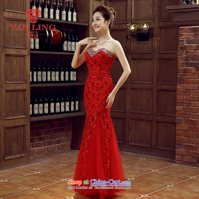 Charlene Choi Ling red and yellow bride bridesmaid wedding dress marriage bows services wedding night wear long bride with new yellow L, 2015, Charlene Choi spirit has been pressed shopping on the Internet