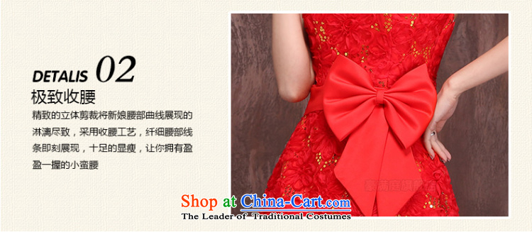 Charlene Choi Ling wedding dresses in spring and autumn 2015 new marriages red short) bows services embroidery lace strap dress M picture, prices, brand platters! The elections are supplied in the national character of distribution, so action, buy now enjoy more preferential! As soon as possible.