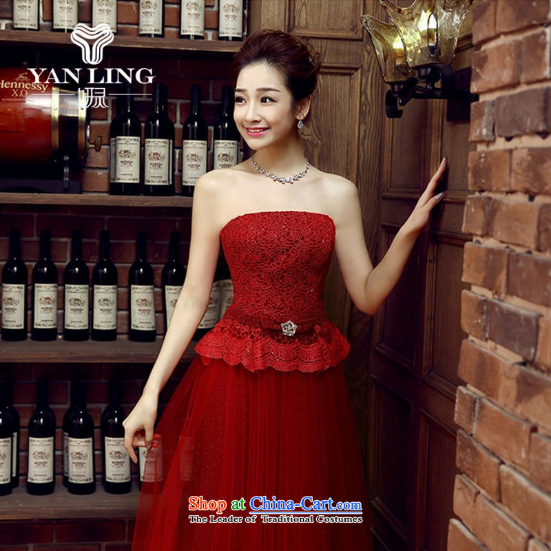 Charlene Choi Ling wine red bride bridesmaid wedding dress marriage bows services wedding night wear long bride with new red XXL, 2015 Charlene Choi spirit has been pressed shopping on the Internet
