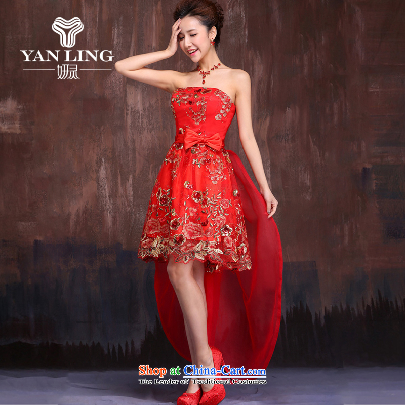 Charlene Choi Ling 2015 new front stub long after the strap dress qipao gown red brides marriage short) bows services XL, Charlene Choi spirit has been pressed shopping on the Internet