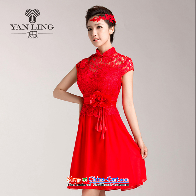 Charlene Choi Ling 2015 new marriages bows services red) Wedding dress lace qipao short-sleeved XXL, Charlene Choi spirit has been pressed shopping on the Internet