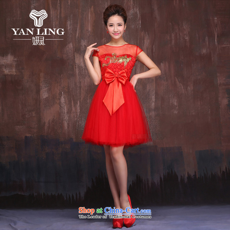 Charlene Choi spirit of marriages red short spring and summer 2015, serving drink new Kim embroidered Bong-engraving cheongsam dress shoulders , L, Charlene Choi spirit has been pressed shopping on the Internet