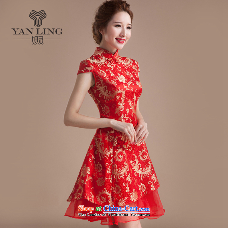 Charlene Choi Ling 2015 new summer cheongsam dress short of marriage dress red retro embroidery improved services , bride wedding bows Charlene Choi spirit has been pressed shopping on the Internet
