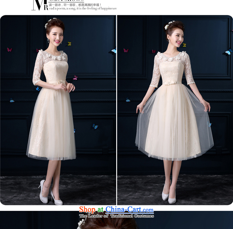 Bridesmaid Summer 2015 New Service champagne color girl in long small dining dress sister skirt bridesmaid dress bridesmaid mission round-neck collar chest no flowers -- sleeved XL Photo, prices, brand platters! The elections are supplied in the national character of distribution, so action, buy now enjoy more preferential! As soon as possible.