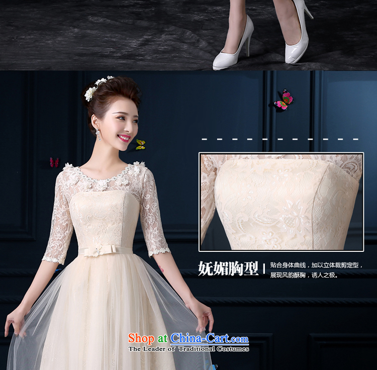 Bridesmaid Summer 2015 New Service champagne color girl in long small dining dress sister skirt bridesmaid dress bridesmaid mission round-neck collar chest no flowers -- sleeved XL Photo, prices, brand platters! The elections are supplied in the national character of distribution, so action, buy now enjoy more preferential! As soon as possible.