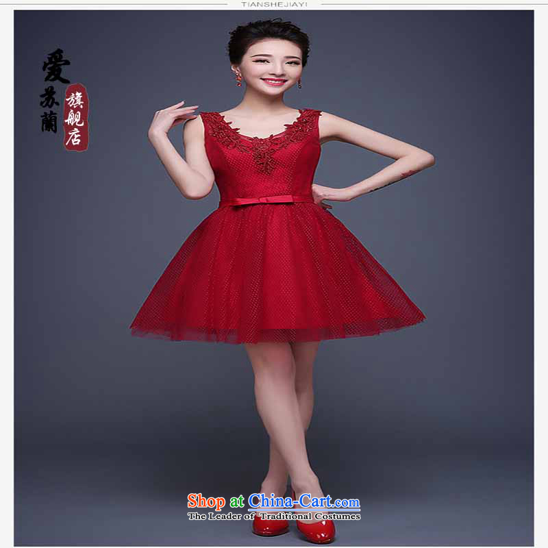 Evening dress new summer 2015 short, banquet dresses dress girl brides bows to marry a stylish field shoulder red XXXL, love Su-lan , , , shopping on the Internet