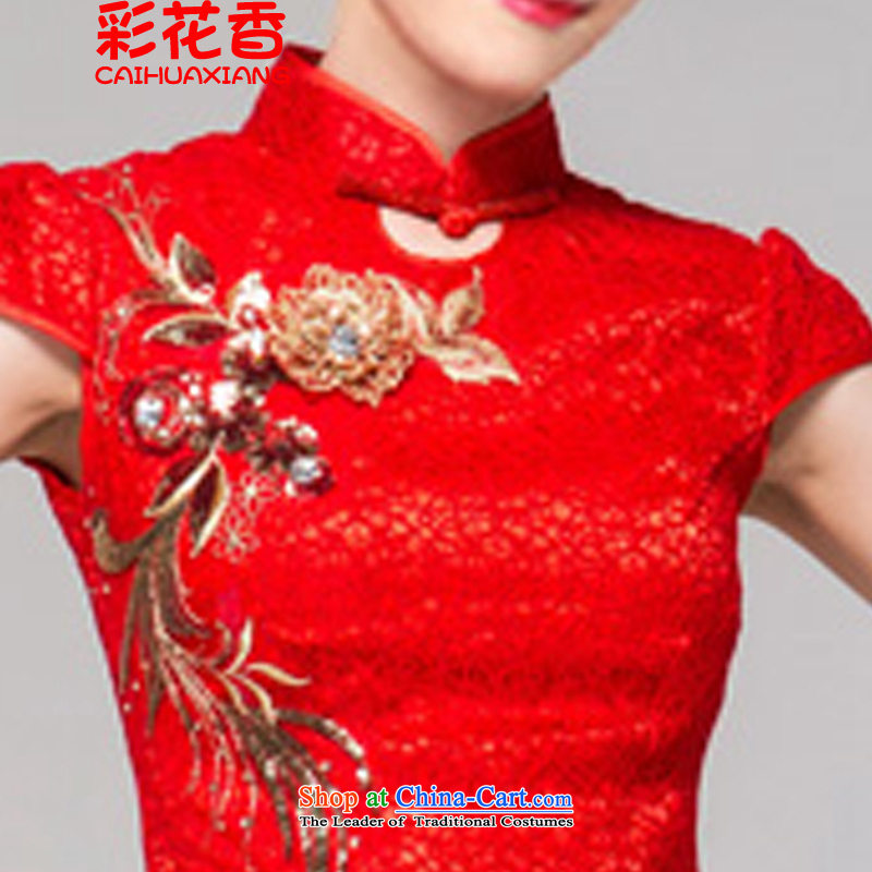 The fragrance of 2015 red color bride qipao marriage bows services spend short of retro embroidery qipao and improved RED M, also there were 6,616 hotel and noble flowers (CAI HUA XIANG) , , , shopping on the Internet