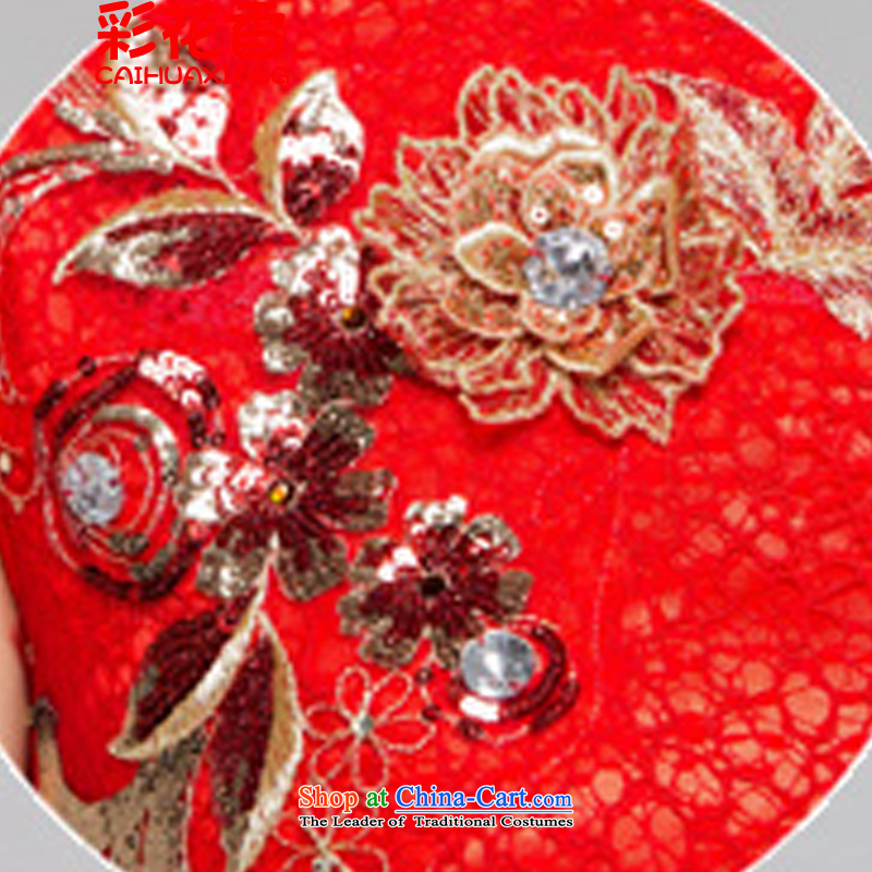 The fragrance of 2015 red color bride qipao marriage bows services spend short of retro embroidery qipao and improved RED M, also there were 6,616 hotel and noble flowers (CAI HUA XIANG) , , , shopping on the Internet