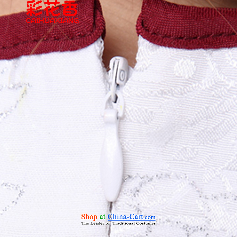 The fragrance of new #2015 multimedia white cheongsam dress stylish CHINESE CHEONGSAM qipao improved white colored flowers, L, annex 6628(CAI HUA XIANG) , , , shopping on the Internet