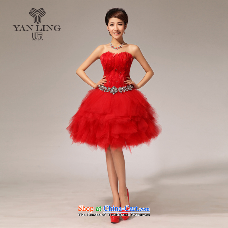 Charlene Choi Ling 2015 new dresses bows to red dress small dress LF117 M