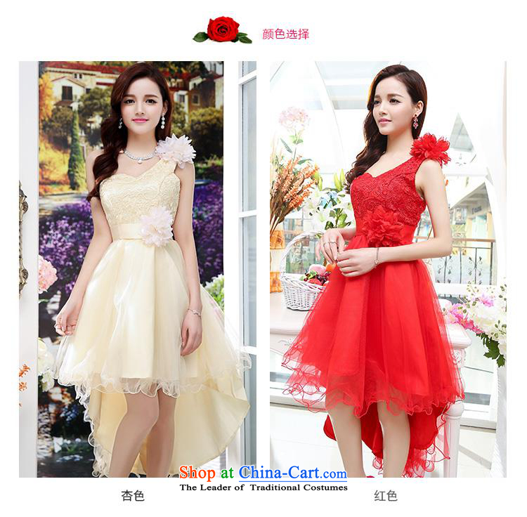 Upscale dress large red wedding dresses etiquette dress single shoulder strap lace bon bon skirt long tail princess skirt 2015 Summer new apricot XL Photo, prices, brand platters! The elections are supplied in the national character of distribution, so action, buy now enjoy more preferential! As soon as possible.
