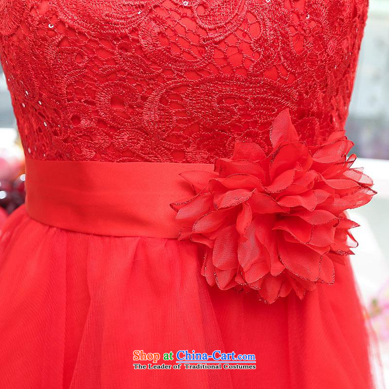 Upscale dress large red wedding dresses etiquette dress single shoulder strap lace bon bon skirt long tail princess skirt 2015 Summer new apricot XL,UYUK,,, shopping on the Internet