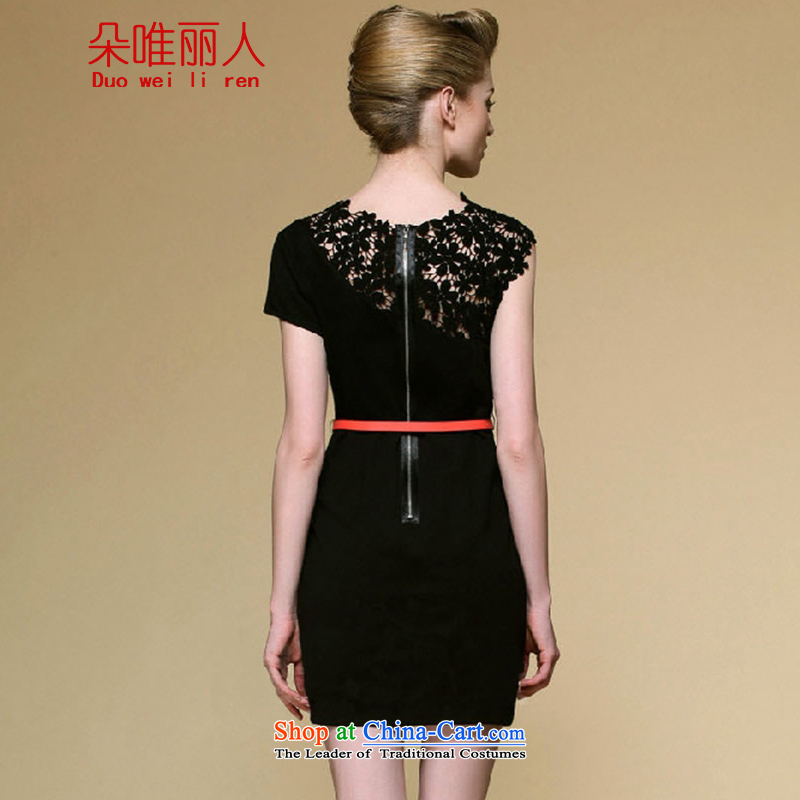 The people of Goguryeo flower CD 2015 Summer irregular Beveled Shoulder Sau San video thin elegance upscale lace engraving package and dress 608 Black M flower cd beauty , , , shopping on the Internet