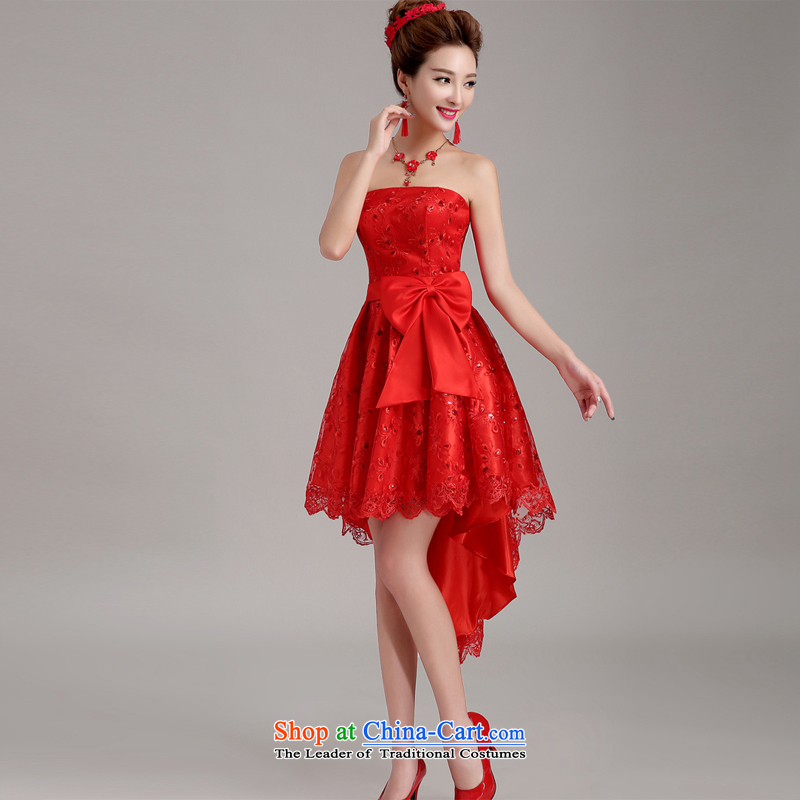 Pure Love bamboo yarn 2015 new bride front stub long after the marriage lace red bows to pregnant women small evening dress cheongsam dress female red , L, pure love bamboo yarn , , , shopping on the Internet