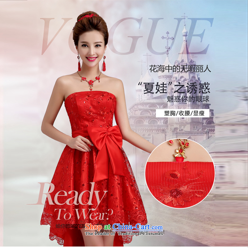 Pure Love bamboo yarn 2015 new bride front stub long after the marriage lace red bows to pregnant women small evening dress cheongsam dress female red , L, pure love bamboo yarn , , , shopping on the Internet