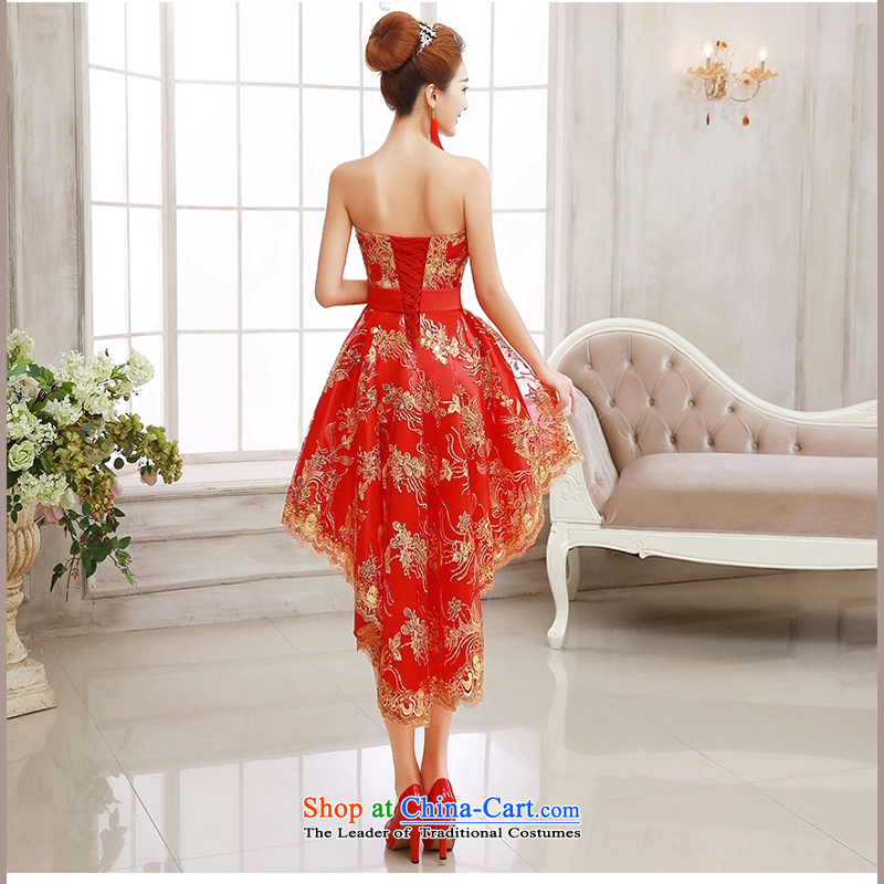 Pure Love bamboo yarn new bride Dress Short long after the former slender legs bows dress red dress will stage a bride her dress and red) , L, pure and chest love bamboo yarn , , , shopping on the Internet