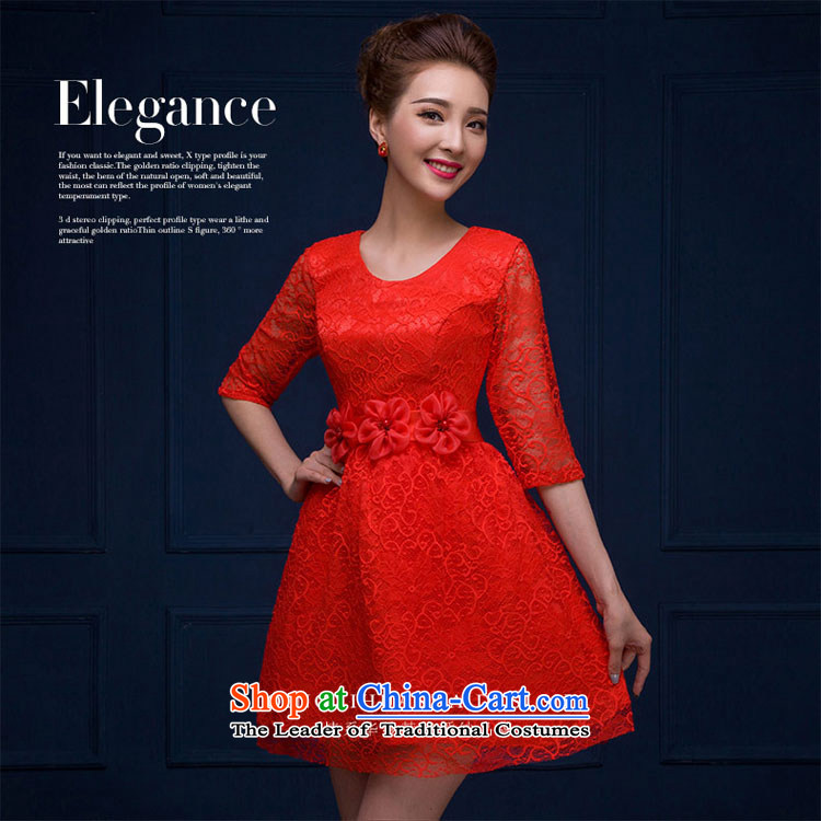 Qing Hua 2015 new bride yarn bows to shoulder the word red lace round-neck collar flowers dresses marriage wedding dresses red XXL picture, prices, brand platters! The elections are supplied in the national character of distribution, so action, buy now enjoy more preferential! As soon as possible.