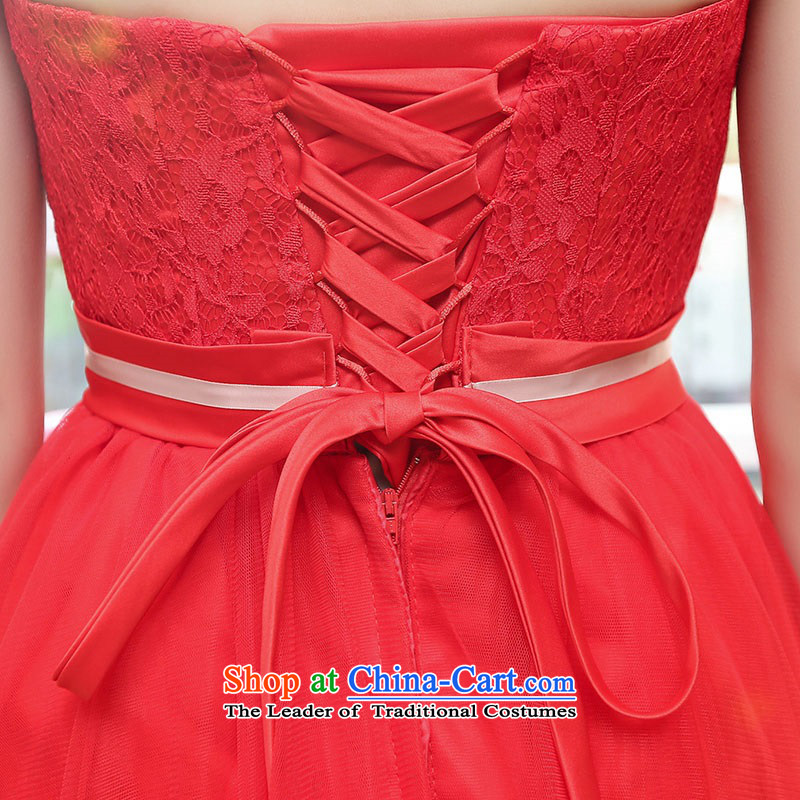 Upscale dress wiping the chest dresses dress Summer 2015 new wrapped chest lace bon bon skirt bridesmaid princess skirt banquet wedding dress red XL,UYUK,,, shopping on the Internet