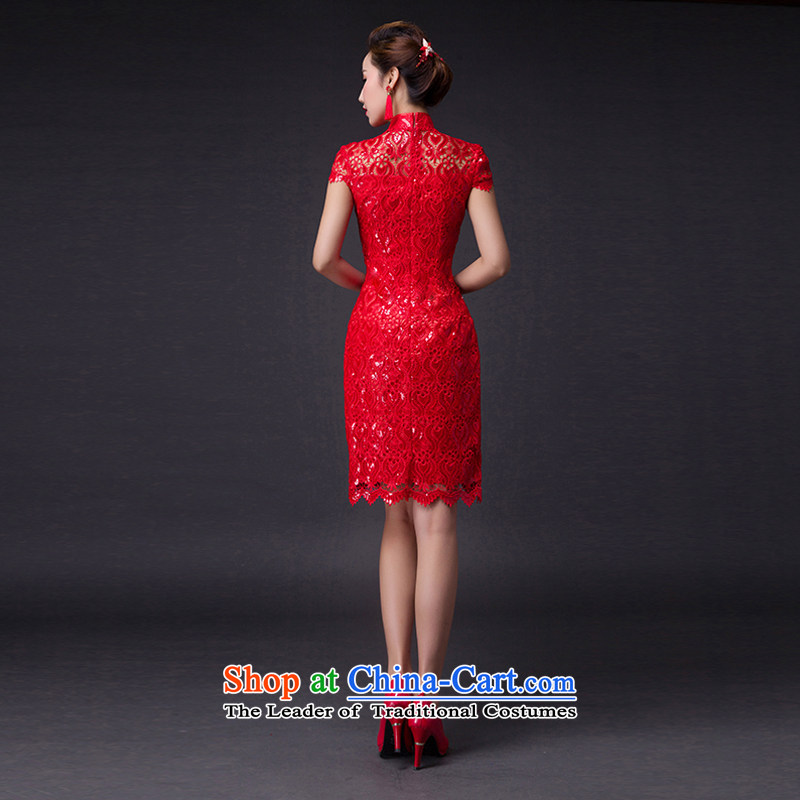 Hei Kaki 2015 new bows dress classic collar Stylish retro engraving lace irrepressible tray clip dress skirt L003 RED XS, Hei Kaki shopping on the Internet has been pressed.