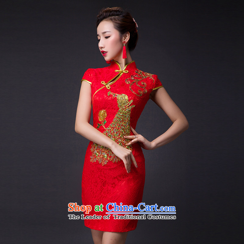 Hei Kaki 2015 new bows dress classic style of retro fine embroidery irrepressible tray clip dress skirt L005 red left Tailored size, Hei Kaki shopping on the Internet has been pressed.