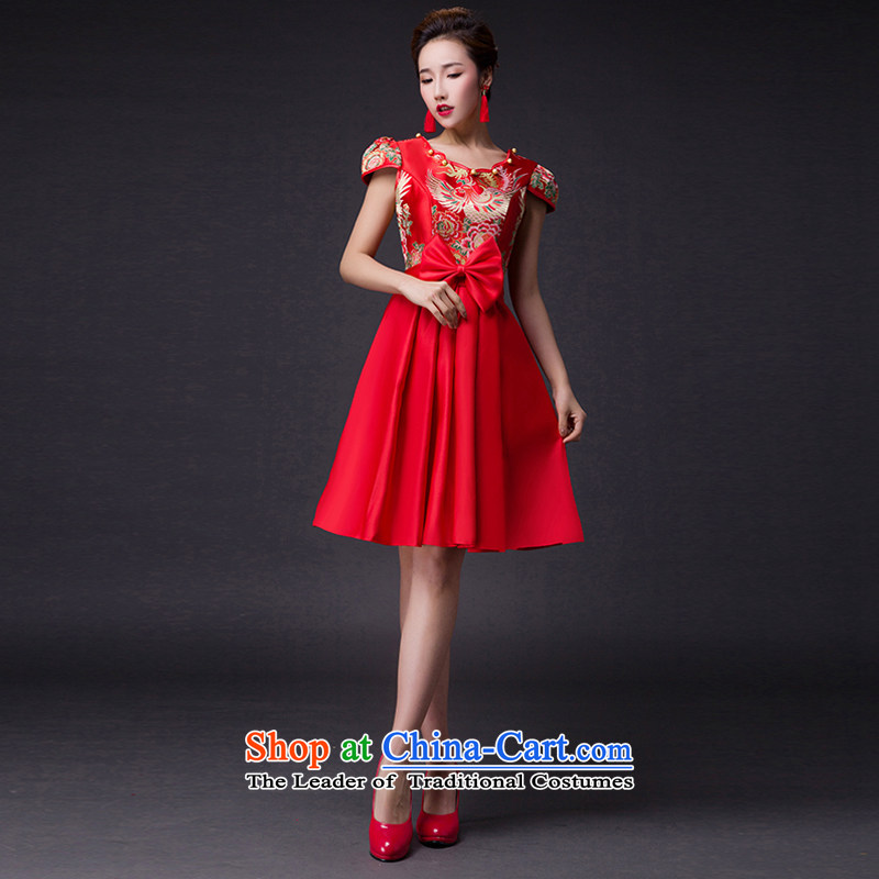 Hei Kaki 2015 new bows dress classic style of retro fine embroidery irrepressible tray clip dress skirt L006 RED M-hi kaki shopping on the Internet has been pressed.