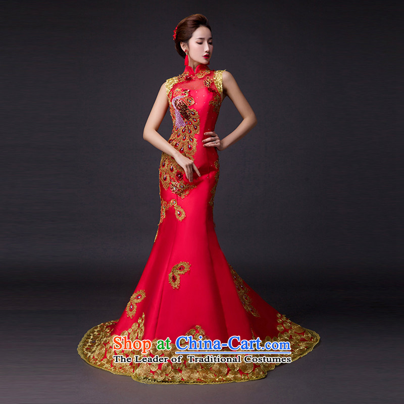 Hei Kaki 2015 new bows dress classic style of retro fine embroidery irrepressible tray clip dress skirt L011 wine red left Tailored size, Hei Kaki shopping on the Internet has been pressed.