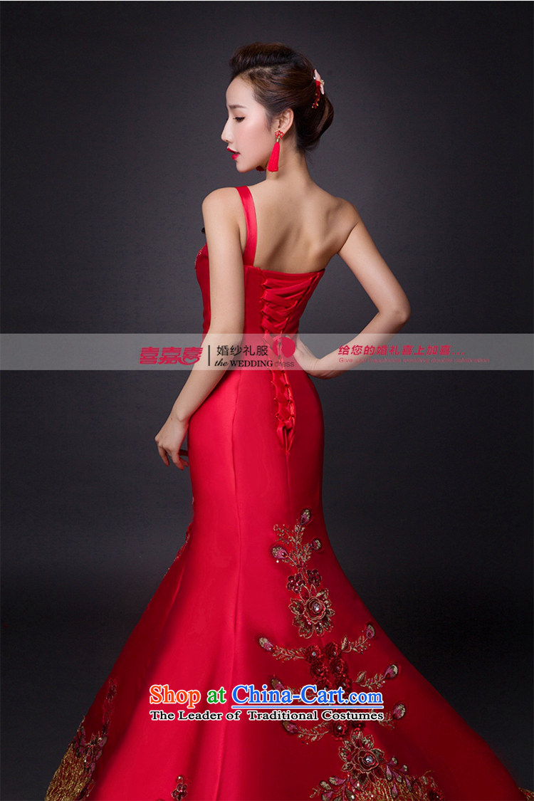 Hei Kaki 2015 new bows dress elegant stylish retro Beveled Shoulder exquisite embroidery irrepressible tray clip dress skirt L012 wine red XXL picture, prices, brand platters! The elections are supplied in the national character of distribution, so action, buy now enjoy more preferential! As soon as possible.