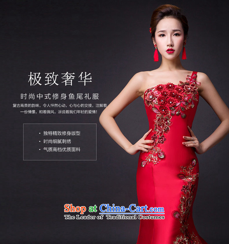 Hei Kaki 2015 new bows dress elegant stylish retro Beveled Shoulder exquisite embroidery irrepressible tray clip dress skirt L012 wine red XXL picture, prices, brand platters! The elections are supplied in the national character of distribution, so action, buy now enjoy more preferential! As soon as possible.