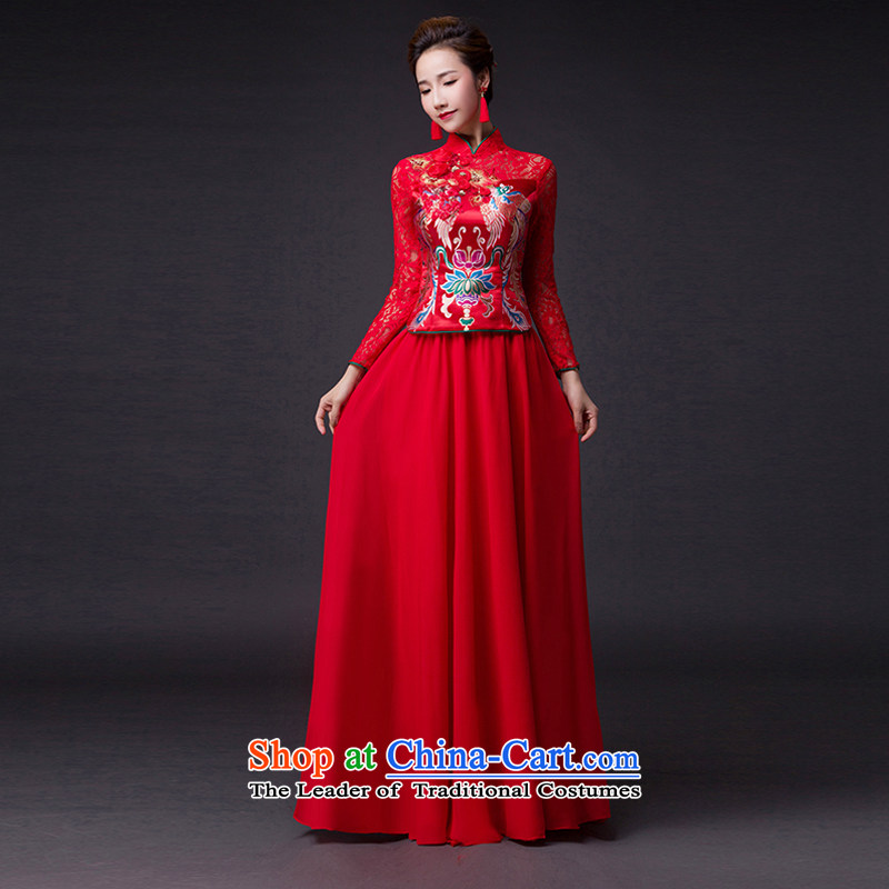 Hei Kaki 2015 new bows dress classic style of retro fine embroidery irrepressible tray clip dress skirt L017 red left Tailored size, Hei Kaki shopping on the Internet has been pressed.