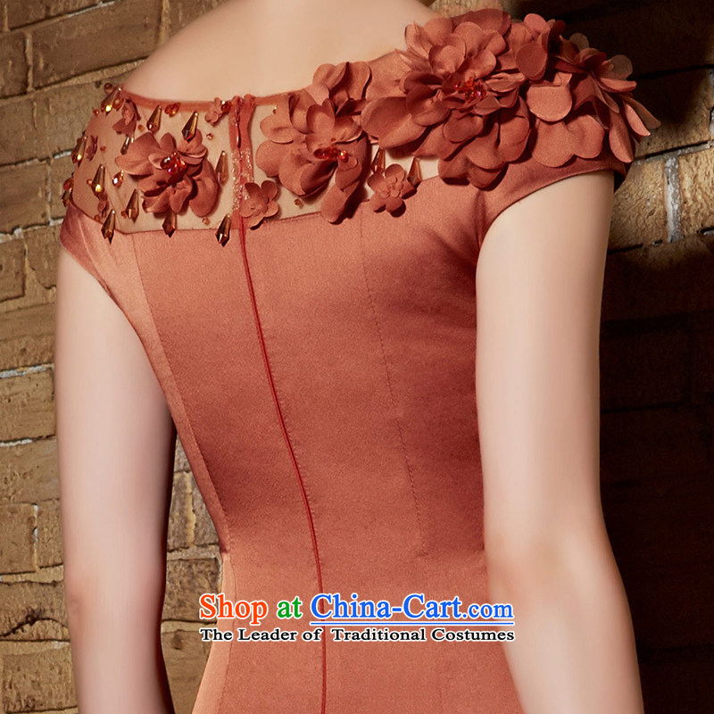 Creative Fox evening dresses 2015 new staple manually pearl flower petals long gown brown bows services under the auspices of dress banquet dinner dress uniform color photo of 30890 Yingbin XL, creative Fox (coniefox) , , , shopping on the Internet