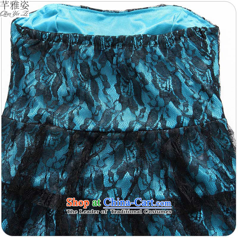 C.o.d. 2015 new larger dress Sleek and Sexy bare shoulders and chest lace dresses slips evening night with show skirts blue skirt cake XL approximately 120-140, Hazel (QIANYAZI constitution) , , , shopping on the Internet