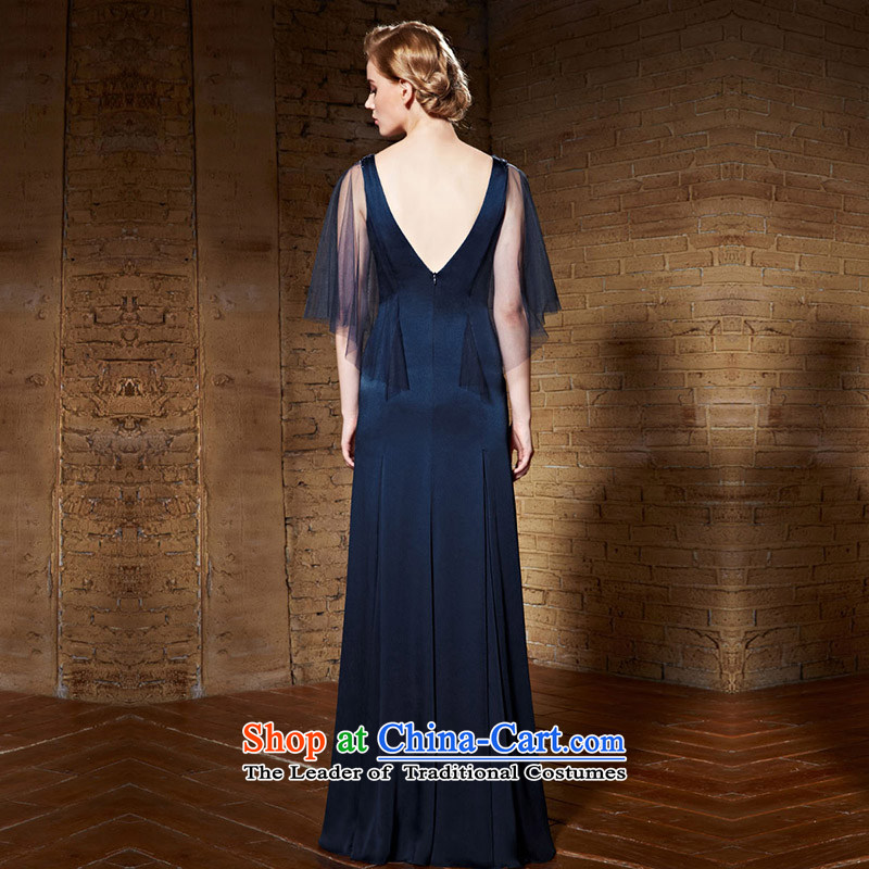 Creative Fox evening dresses 2015 new products blue dress V-Neck back dress long gown skirt bows to Sau San performance dress 82138 presided over the Blue Fox (coniefox XL, creative) , , , shopping on the Internet