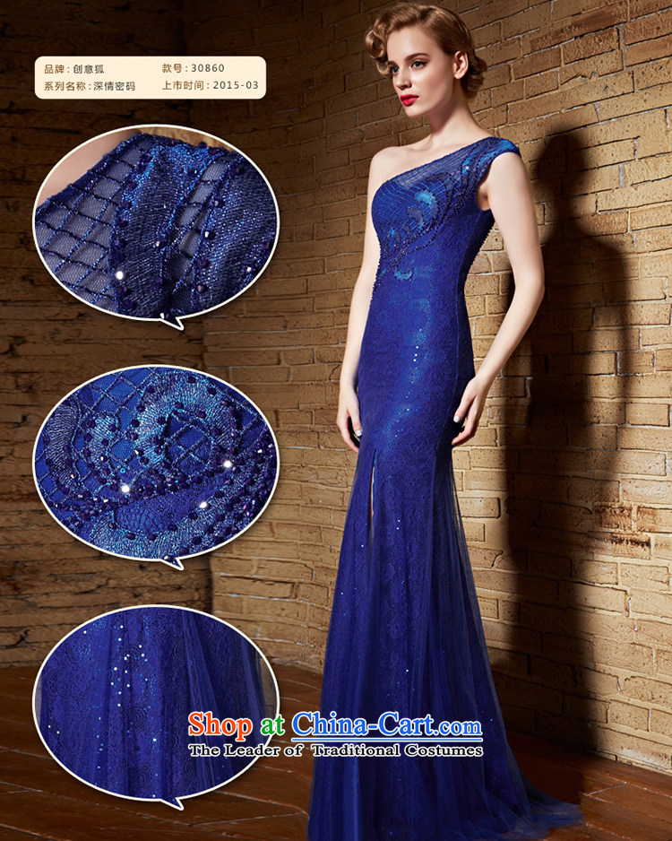 Creative Fox evening dress blue bride wedding dresses toasting champagne evening service lace shoulder banquet long to dress presided over 30860 dress blue S Show pictures, prices, brand platters! The elections are supplied in the national character of distribution, so action, buy now enjoy more preferential! As soon as possible.
