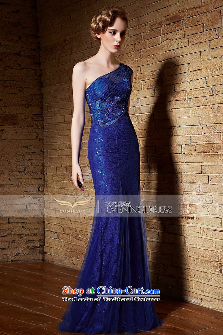 Creative Fox evening dress blue bride wedding dresses toasting champagne evening service lace shoulder banquet long to dress presided over 30860 dress blue S Show pictures, prices, brand platters! The elections are supplied in the national character of distribution, so action, buy now enjoy more preferential! As soon as possible.