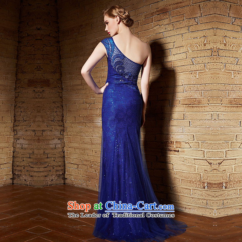Creative Fox evening dress blue bride wedding dresses toasting champagne evening service lace shoulder banquet long to dress presided over 30860 dress blue S performances creative Fox (coniefox) , , , shopping on the Internet