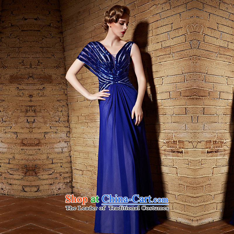 Creative Fox evening dresses 2015 new evening dresses long blue V-Neck back banquet services under the auspices of dresses dress bows dress 82199 will Blue M creative Fox (coniefox) , , , shopping on the Internet