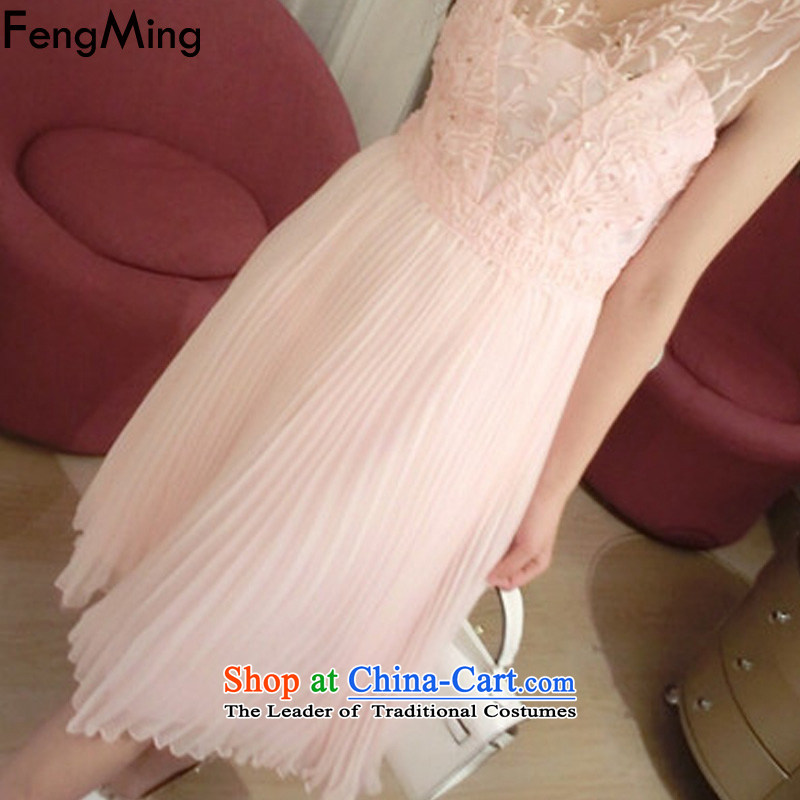 Hsbc Holdings Plc 2015 Summer Ming new western heavy industry staples bead vests coral embroidery dress female Sau San ultra-sin chiffon pink dresses , Fung Ming (fengming) , , , shopping on the Internet