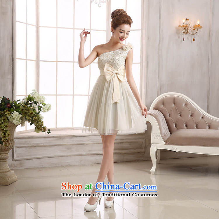 Naoji a bride bows services evening dresses new spring and summer wedding dresses small Beveled Shoulder short bridesmaid service mission of 6407 will champagne color pictures, price burden 80-120, brand platters! The elections are supplied in the national character of distribution, so action, buy now enjoy more preferential! As soon as possible.