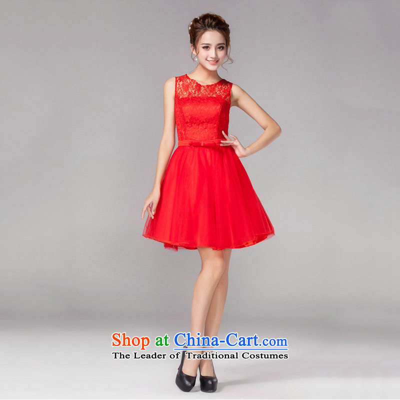 Optimize the new 2015 Hong-short of red marriages wedding dresses bows bridesmaid services serving the spring and summer evening dress small dress dm5104 dual shoulder type M, Optimize Hong shopping on the Internet has been pressed.