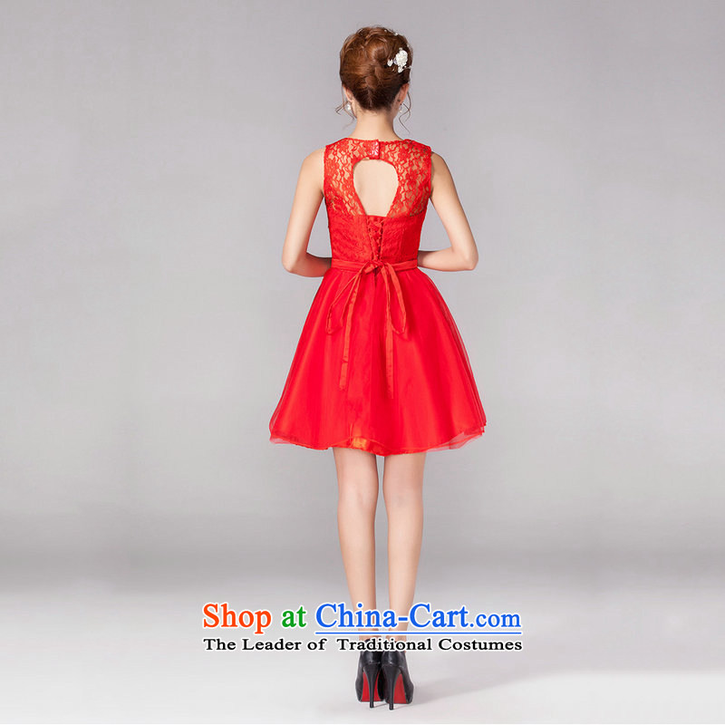 Optimize the new 2015 Hong-short of red marriages wedding dresses bows bridesmaid services serving the spring and summer evening dress small dress dm5104 dual shoulder type M, Optimize Hong shopping on the Internet has been pressed.
