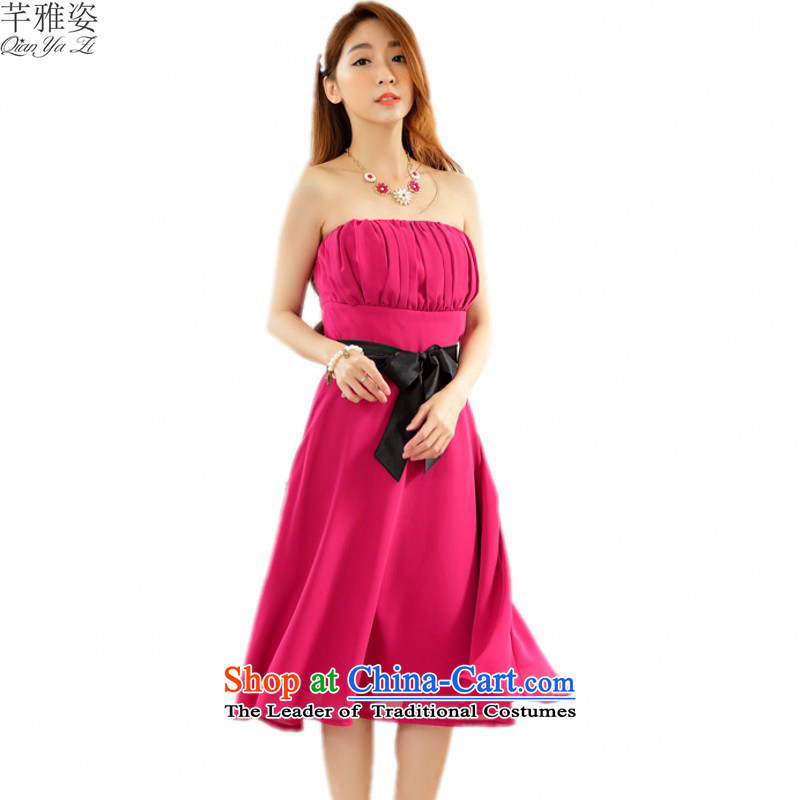 C.o.d. 2015 new summer pure color chiffon anointed chest dresses xl elegance sweet Top Loin dress white dress bow tie black skirt XXL about 140-160 characters, Hazel (QIANYAZI constitution) , , , shopping on the Internet