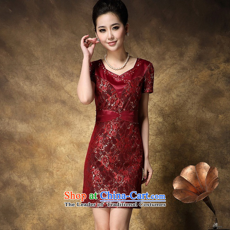 Kosovo in summer 2015, Mrs Ure older wedding mother replacing middle-aged grannies wedding dresses summer intensify lace dresses 8080 Red XXXL, Kosovo woxi Lucy () , , , shopping on the Internet