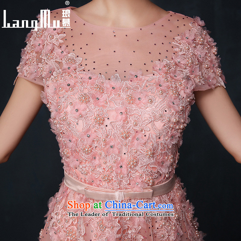The dress Luang in summer and autumn 2015 new Korean bridal dresses posted drill flowers long skirt dresses evening banquet bare pink S, Luang in , , , shopping on the Internet