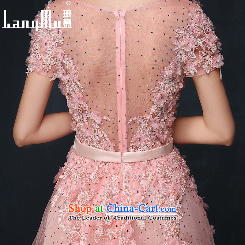 The dress Luang in summer and autumn 2015 new Korean bridal dresses posted drill flowers long skirt dresses evening banquet bare pink S, Luang in , , , shopping on the Internet