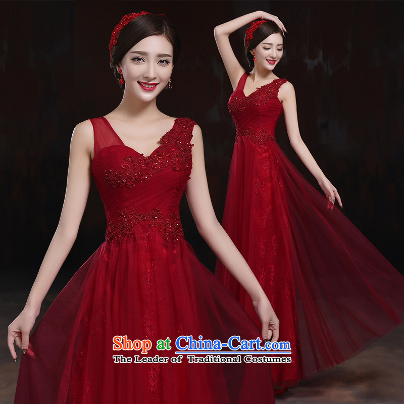 Pure Love bamboo yarn lace wedding dresses bride red wedding slotted shoulder wedding package wedding dresses shoulder straps Summer 2015 Spring, dark red S, pure love bamboo yarn , , , shopping on the Internet