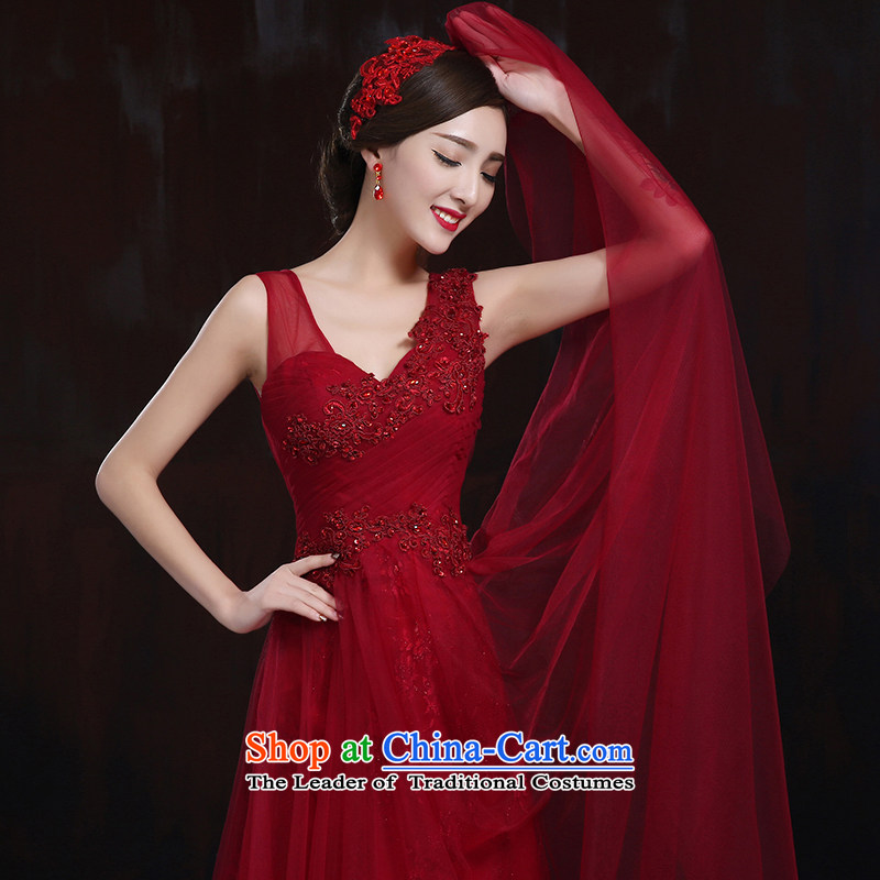 Pure Love bamboo yarn lace wedding dresses bride red wedding slotted shoulder wedding package wedding dresses shoulder straps Summer 2015 Spring, dark red S, pure love bamboo yarn , , , shopping on the Internet